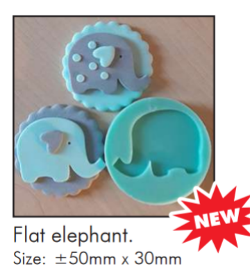 Flat Elephant Silicone fondant / sugarpaste mould