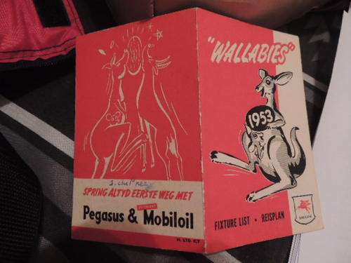 Fixture Card "Wallabies" 1953