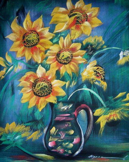 Vase of Sunflowers