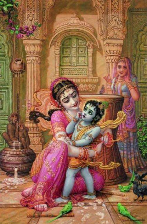 Mother Yashoda binding Baby Krishna