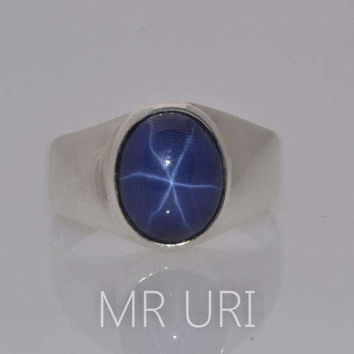Cr. Star Sapphire , Solid 925 Silver, Ring Size 8,5