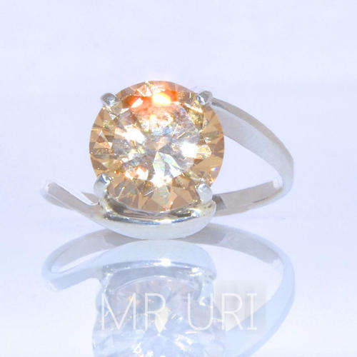 4 Carat,Champagne Cr Diamond , Solid 925 Silver, Ring Size 7