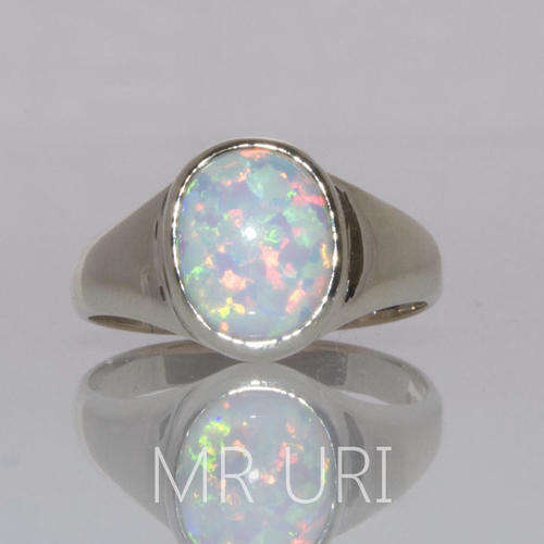 Opal synthetic , Solid 925 Silver, Ring Size 7