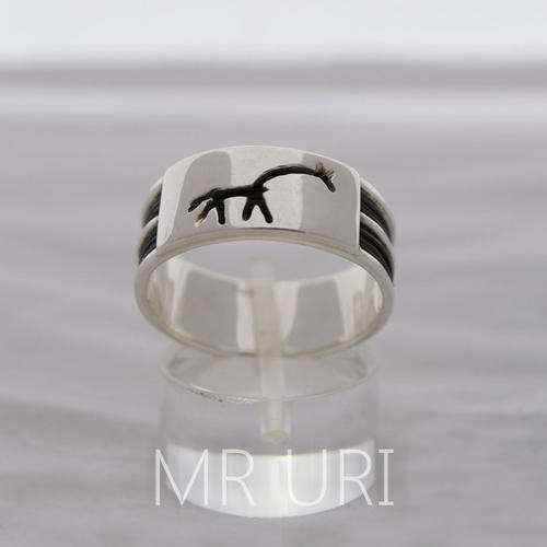 African Safari Giraffe Band, Solid 925 Silver, Ring Size 8.5