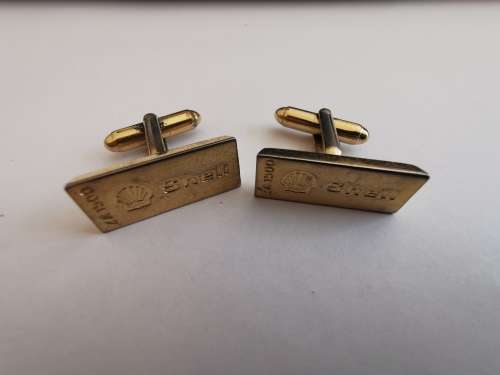 SHELL "GOLD BAR" CUFFLINKS
