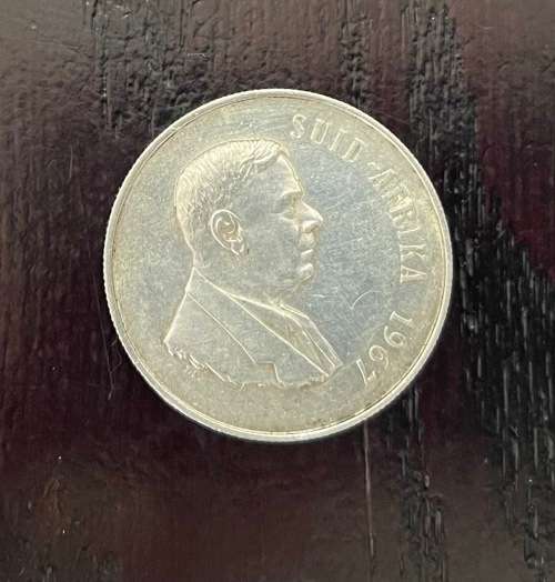1967 South Africa (RSA) R1.00 coin - Afrikaans `Suid-Africa`` Circulated, 15 Grams (RSA9)