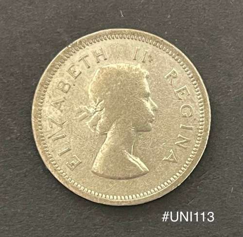1954 Union of  South Africa - 1 Shilling Silver coin - Circulated, 6 Grams (UNI113)