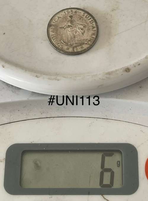1954 Union of  South Africa - 1 Shilling Silver coin - Circulated, 6 Grams (UNI113)