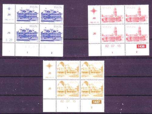 RSA 1982 - 3 x Control blocks of 4 - 15c-25c Historic Buildings