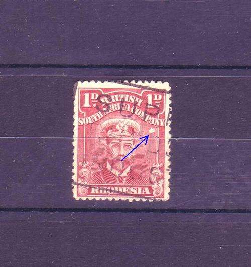 1913 Rhodesia "British South Afrcan Company"  - Admirals 1d with variety