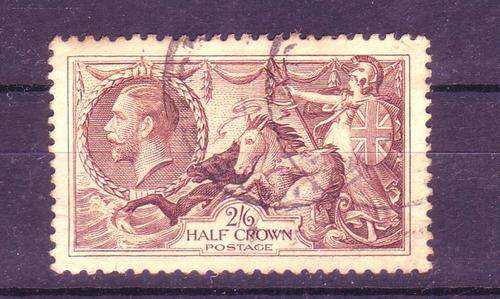 Great Britain - 1934 King George V - 1/2 Crown brown Seahorse stamp. [Waterlow re-engraved].