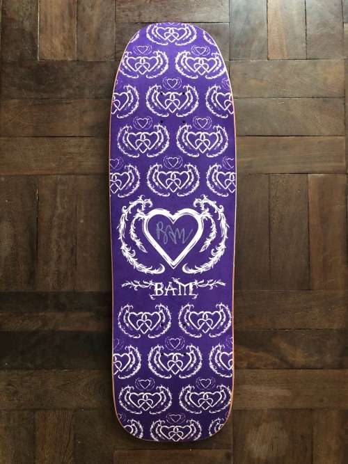 Bam Margera Heart Collection Signed Velvet Skateboard Deck