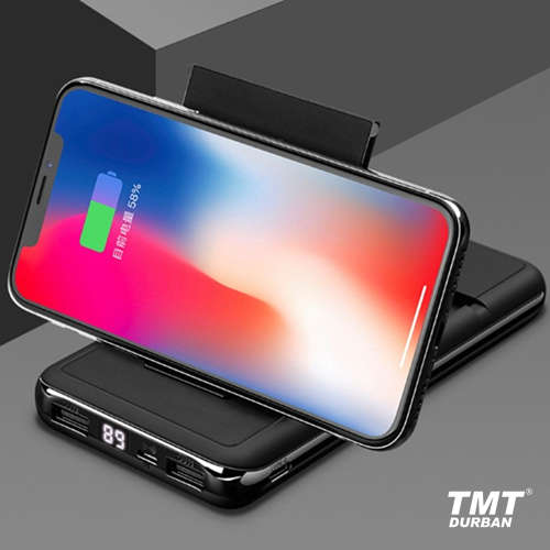 Qi Wireless Charger + 12 000mAh Powerbank with 2 USB Slots + 1 Type C Slot