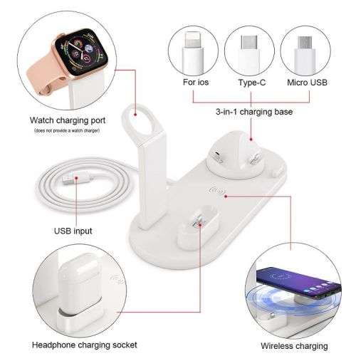 3 in 1 Wireless Charger Stand For IOS - Black