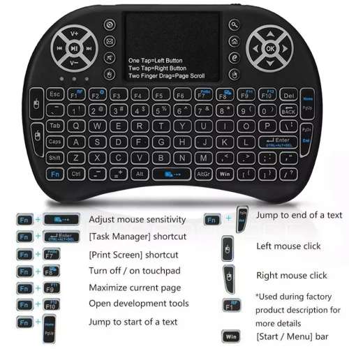 Mini Wireless Keyboard LED Backlit Air Mouse For Smart TV Google Android TV Box 7 Colour