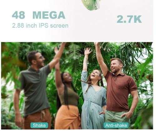 T6 Portable Digital Camera 48MP 2.7K 2.88-inch IPS Screen 16X Zoom