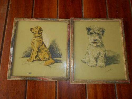 TWO SMALL VINTAGE FRAMED PICTURES BY MAC (LUCY DAWSON) - FRAMED BY HERBERT EVANS JOHANNESBURG