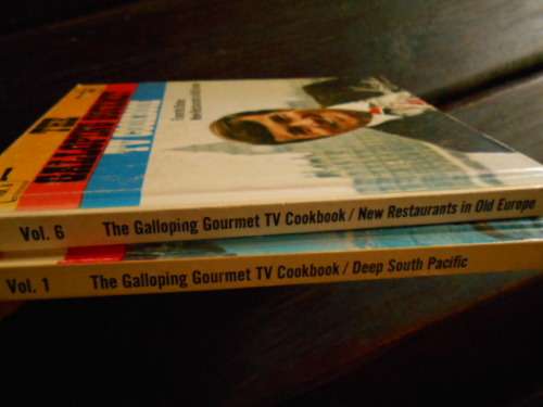 G KERR`S THE GALLOPING GOURMET TV  VOL. 1 AND 6  FAVOURITE DISHES PACIFIC and OLD EUROPE