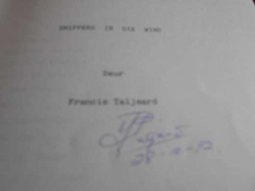 FRANCIS TALJAARD - SNIPPERS IN DIE WIND 1992 AUTOGRAPHED - DANK AAN SAUK