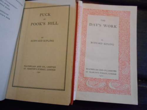 2 SMALL RUDYARD KIPLING BOOKS -   DAY`S WORK 1927 and  PUCK OF  POOK`S HILL 1941