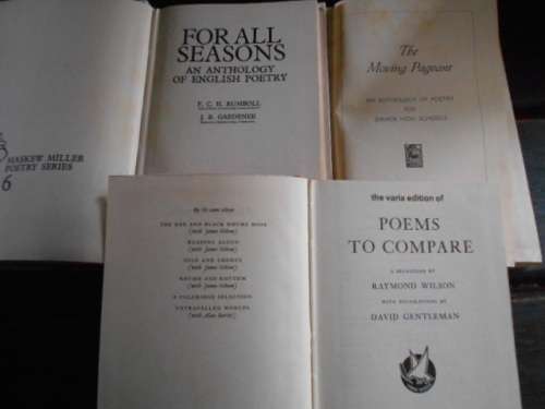 3 poem books, Poems to compare, moving Pageant, For all seasons  6 Rumboll and Gardener