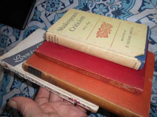 4 SHAKESPEARE BOOKS  - COMEDY OF ERRORS 1908, LOVE IS A POEM, TALES, CRITICISM