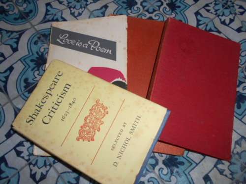4 SHAKESPEARE BOOKS  - COMEDY OF ERRORS 1908, LOVE IS A POEM, TALES, CRITICISM