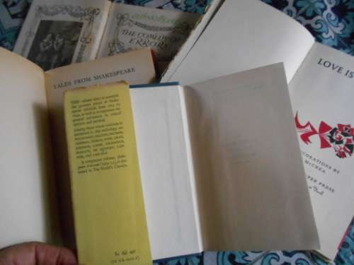 4 SHAKESPEARE BOOKS  - COMEDY OF ERRORS 1908, LOVE IS A POEM, TALES, CRITICISM