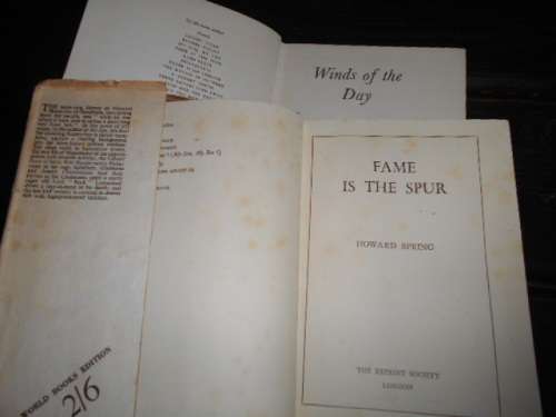 TWO HOWARD SPRING NOVELS  -  1941 FAME IS THE SPUR AND WINDS OF THE DAY
