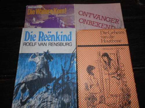 4 afrikaanse kinderboeke -  Reenkind, Geheim houtbene, waters kom, Ontvanger onbekend