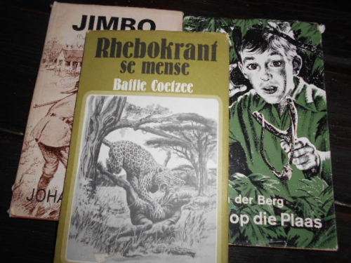 3 BOOKS - JIMBO - J BEKKER,  RHEBOKRANT SE MENSE - B COETZEE,  SOOIS OP DIE PLAAS J VD BERG