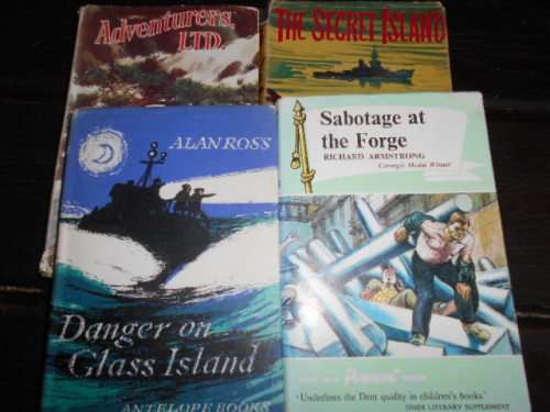 4 BOOKS:   SABOTAGE FORGE, SECRET ISLAND,   ADVENTURERS and DANGER GLASS ISLAND