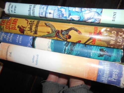 4 BOOKS:   SABOTAGE FORGE, SECRET ISLAND,   ADVENTURERS and DANGER GLASS ISLAND