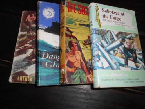 4 BOOKS:   SABOTAGE FORGE, SECRET ISLAND,   ADVENTURERS and DANGER GLASS ISLAND