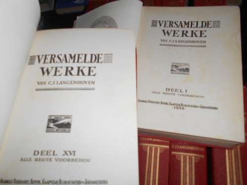 VERSAMELDE WERKE CJ LANGENHOVEN 1956 - 15 van 16 boeke in stel, - (boek V ontbreek)