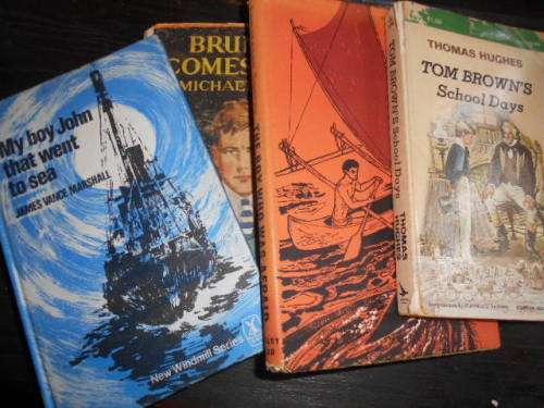 4 BOOKS   BOY WHO WAS AFRAID,  BRUNTON  BACK,  BOY TO SEA and TOM BROWNS SCHOOL DAYS