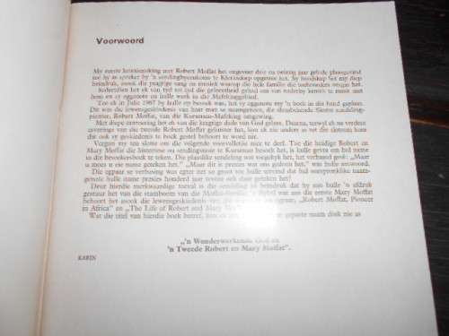 `n Tweede Robert en Mary Moffat - Deur Karin - sagteband Mafeking Maart 1972