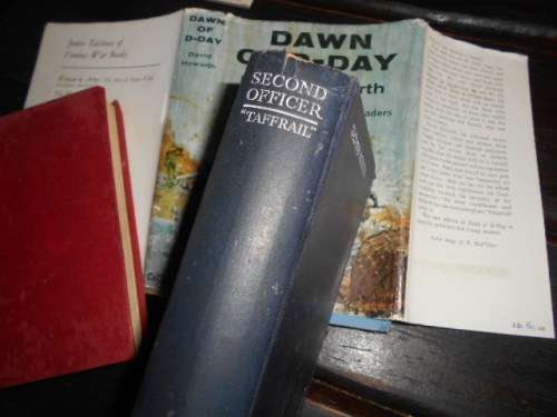 3 old WAR BOOKS TAFFRAIL - SECOND OFFICER , BENITO MUSSOLINI  and DAWN OF D-DAY