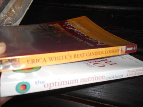 2 HEALTH COOKBOOKS OPTIMUM NUTRITION  and BEAT CANDIDA  BY E WHITE