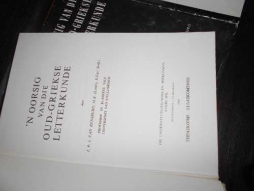 IPJ VAN RENSBURG - `OORSIG VAN DIE OUD-GRIEKSE LETTERKUNDE - 1969 UNIVERSITEITSUITG