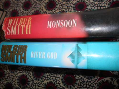 2 WILBUR SMITH   -   MONSOON and RIVER GOD  - BCA HARDBACK BOOKS WITH DUSTCOVERS