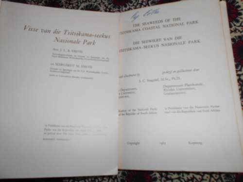 3 TSITSIKAMA NATIONAL COASTAL  PARK BOOKS  SEAWEEDS, FISHES, FLOWERING PLANTS