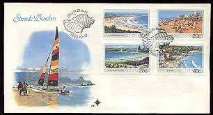 South Africa 1st day cover 4 unused- stamps and card 1983:  STRANDE/BEACHES - DURBAN 4.6