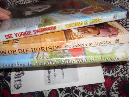 3 SUSANNA M LINGUA BOEKE - SON OP HORISON, VURIGE SWARTKOP, BOODSKAP IN WIND