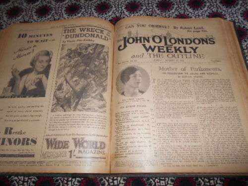 JOHN O`LONDONS WEEKLY-  ONE BINDED VOLUME XXXVII  FROM JUNE - OCT 1937 (Old Literary newspapers)