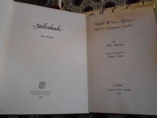 2 ALICE MERTENS - books  SOUTH WEST AFRICA  and STELLENBOSCH PICTURE BOOKS  BL
