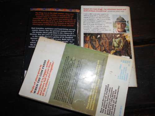 3 Wilbur Smith softback PAN  books -  Shout at devil, Gold mine , When the lion feeds