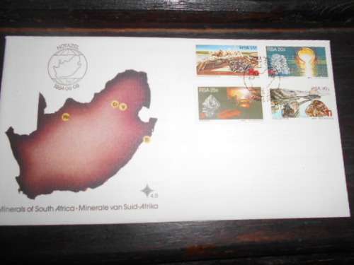 1984-06-08 FIRST Day Cover STRATEGIC MINERALS HOTAZEL 4.8 From 1984 with card and 4 unused stamps