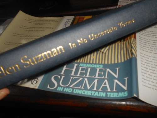 HELEN SUZMAN - MEMOIRS - IN NO UNCERTAIN TERMS (Memoirs) 1994 hardback & newspaper clipping 2009