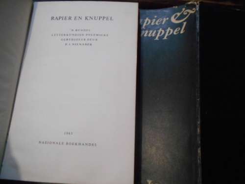 RAPIER &  KNUPPEL - Letterkundige polemieke - PJ Nienaber 1965 Nas. Boekh.